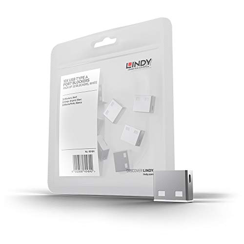 LINDY 40464 USB Typ A Port Schloss, weiß, 10 Stück von LINDY