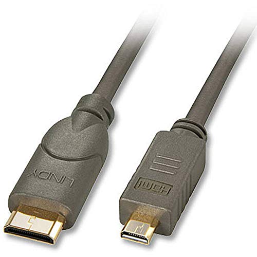 LINDY 41342 High-Speed-HDMI-Kabel mit Ethernet, Typ C (Mini) / Typ D (Micro), 1,5m, schwarz von LINDY