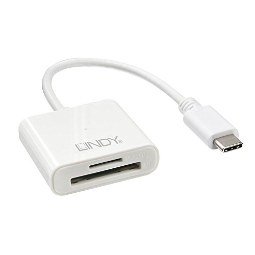 LINDY 43185 USB 3.1 Typ C SD Card Reader, weiß, USB 3.1 Typ C SD/microSD Card Reader von LINDY