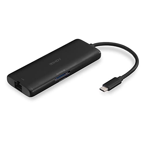 LINDY 43358 DST-Mini USB C Laptop Mini Docking Station – 4K@60Hz HDMI, PD 3.0 100W, USB 3.2 Gen 1, Gigabit Ethernet, microSD & SD, Display, 4K, UHD von LINDY