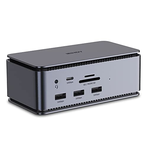 LINDY 43372 DST-Pro USB4, USB C Laptop Docking Station, 15in1, Dual Display, 8k@30Hz oder 2X 4K@60Hz, 4K@120Hz, HDMI 2.1, DP 1.4, MST, 10Gbit/s, USB 3.2 Gen.2, Ethernet, Thunderbolt 3/4, PD 100 Watt von LINDY