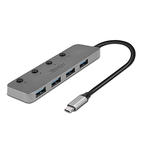 LINDY 43383 4 Port USB 3.2 Gen 1 Typ C Hub mit Ein-/Ausschalter LINDY 43383 4 Port USB 3.2 Gen 1 Typ C Hub mit Ein-/Ausschalter von LINDY