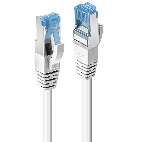 LINDY 47196 - Ethernet-, Patch- und Netzwerkkabel (RJ45-Anschlüsse), Cat.6A S/FTP PIMF - 500MHz unterstütztes Band - Ideal für Gigabit/LAN-Netzwerke, Router/Modem, Switch, Blau/Weiß - 5 Meter von LINDY