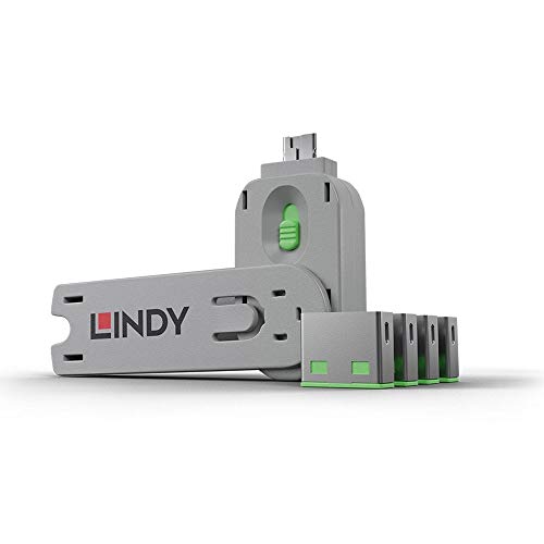 LINDY Port Schloss USB-Lock + Key 4er Set Gruen inkl. 1 Schluessel 40451 von LINDY