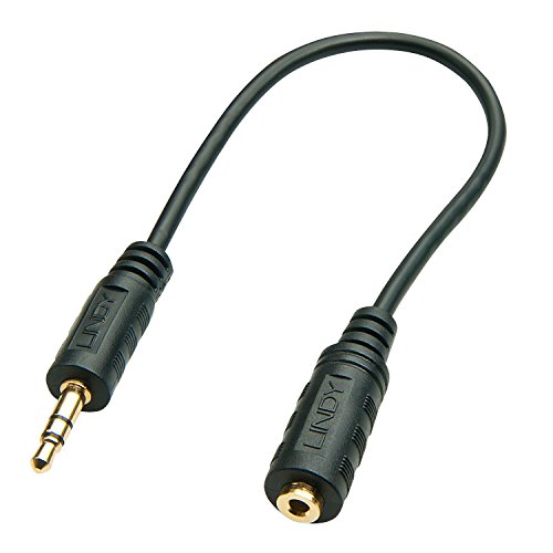 LINDY Premium Audio Kabel Klinke 3,5 mm Stecker auf 2,5 mm Klinke Buchse, 20 cm schwarz von LINDY
