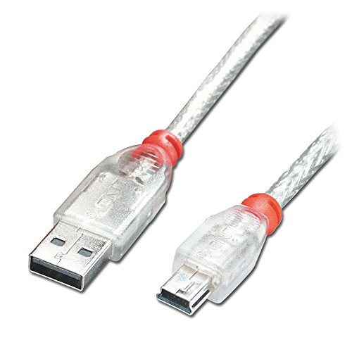 LINDY USB 2.0 Kabel A/Mini-B, transparent, 2m USB High Speed durchsichtig von LINDY