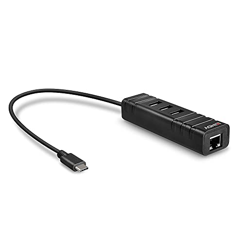 LINDY USB 3.1 Hub und GB Ethernet Adapt. 3 Port USB 3.2 Gen 1-Hub (USB 3.0) Schwarz von LINDY