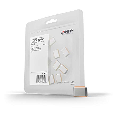 LINDY 40440 USB Typ C Port Schloss, orange, 10 Stück von LINDY
