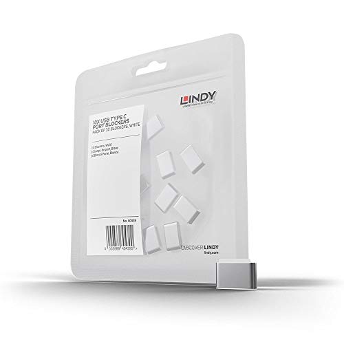 LINDY USB-C® Port Schloss 10er Set Weiß ohne Schlüssel 40439 von LINDY