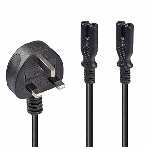 Lindy 2,5 m 3-Pin-UK-Stecker auf 2 x IEC C7 Y IEC Splitter Kabel – Schwarz Lindy 2,5 m 3-Pin-UK-Stecker auf 2 x IEC C7 Y IEC Splitter Kabel – Schwarz von LINDY