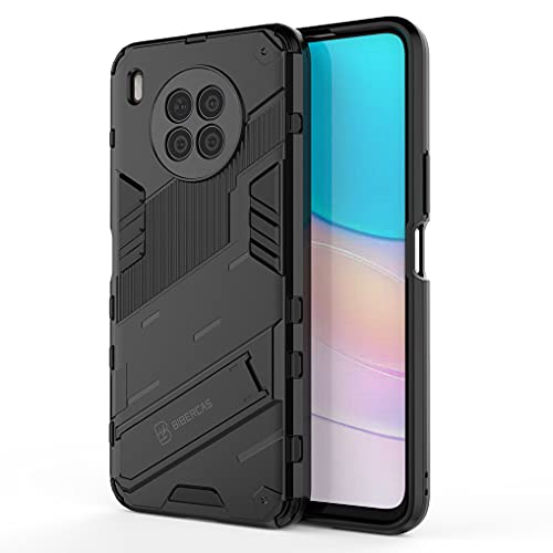 LINER Hülle für Huawei nova 8i / Honor 50 Lite, [Militärische Stoßfest Case] Ultra Dünn Harter PC Sanft TPU Schutzhülle Handyhülle mit Stabilem Faltbar Ständer für Huawei nova 8i - Schwarz von CHICHL