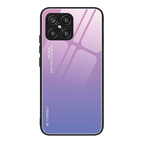 LINER Hülle für Oppo Reno 4Z 5G (Reno4 Z 5G), Ultradünne Hochwertigem Gehärtetem Glas Zurück & Weich Silikon TPU Rahmen Handyhülle Farbverlauf Farbe Case Stoßfest Schutzhülle, Pink Blau von LINER