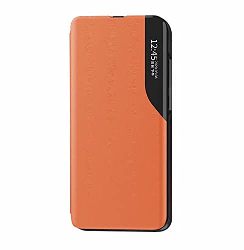 LINER Hülle für Samsung Galaxy A22 5G, Handyhülle Durchscheinend View Cover Voller Chutzhülle Ultradünn Flip Schutzhülle, Magnetverschluss Standfunktion Robuste Silikon Handyhüllen - Orange von LINER