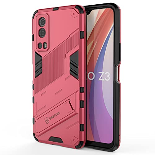 LINER Hülle für Vivo Y72 5G / Vivo Y52 5G, [Militärische Stoßfest Case] Ultra Dünn Harter PC Sanft TPU Schutzhülle Handyhülle mit Stabilem Faltbar Ständer für Vivo Y72 5G / Vivo Y52 5G - Rose von LINER