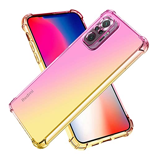 LINER Hülle für Xiaomi 11T Pro 5G/Xiaomi 11T 5G Hülle, Farbverlauf Ultradünne TPU Handyhülle, Bunt Transparent Sanft Silikon Bumper Case Stoßfeste Schutzhülle mit Vier Ecken Verstärken, Rosa/Gold von LINER