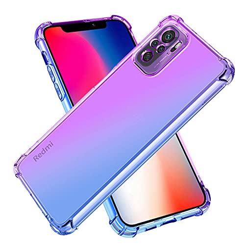 LINER Hülle für Xiaomi Redmi Note 10 4G / Xiaomi Redmi Note 10S Hülle, Farbverlauf Ultradünne TPU Handyhülle, Bunt Transparent Sanft Silikon Bumper Case Stoßfeste Schutzhülle, Lila/Blau von LINER