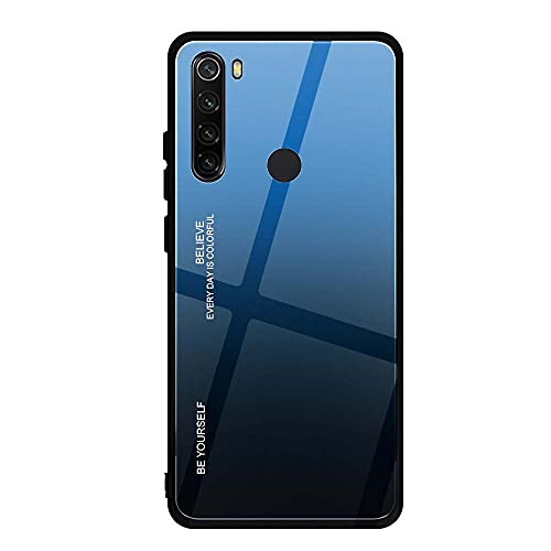 LINER Hülle für Xiaomi Redmi Note 8 2021, Ultradünne Hochwertigem Gehärtetem Glas Zurück & Weich Silikon TPU Rahmen Handyhülle Farbverlauf Farbe Case Stoßfest Schutzhülle, Elegantes Blau von LINER