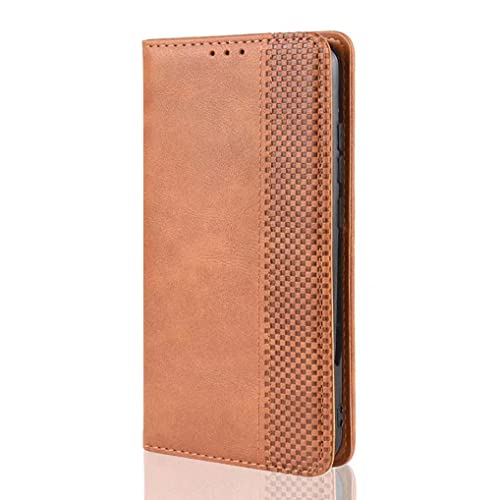 LINER Leder Folio Hülle für Vivo Y72 5G / Vivo Y52 5G, Premium PU Lederhülle Flip Handyhülle Brieftasche Klapphülle Stoßfest Schutzhülle Case Cover mit Ständer Funktion und Kartenfächer - Braun von LINER