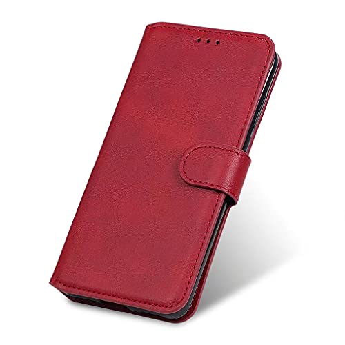 LINER Leder Hülle für Vivo Y21 / Vivo Y21s / Vivo Y33s, Handyhülle Flip Case Brieftasche Schutzhülle, Premium PU [Ständer/Kartenfach/Magnetic Snap] Stoßfest Klapphülle - Rot von LINER