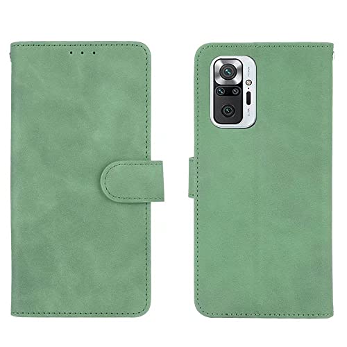 LINER Leder Hülle für Xiaomi Redmi Note 10 Pro, Handyhülle Xiaomi Redmi Note 10 Pro Flip Case Brieftasche Schutzhülle, Premium PU/TPU [Kartenfach/Magnetic Snap] Stoßfest Klapphülle, Grün von LINER