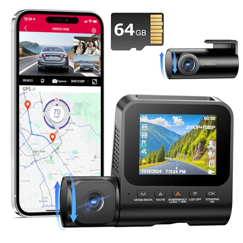 4K WiFi 3-K Dashcam Auto, 2160P+1080P+1080P FHD Dreifache Dashcam Auto, 360° Autokamera auf allen Seiten, kostenlose 64G SD-Karte, G-Sensor, WDR, Nachtsicht, Parkmonitor 4K WiFi 3-K Dashcam Auto, 2160P+1080P+1080P FHD Dreifache Dashcam Auto, 360° Autokamera auf allen Seiten, kostenlose 64G SD-Karte, G-Sensor, WDR, Nachtsicht, Parkmonitor von LINGDU