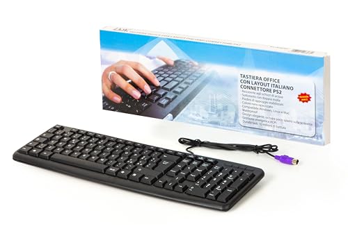 LINK Italienische Tastatur mit 108 Tasten, Farbe Schwarz, Anschluss PS2 von LINK