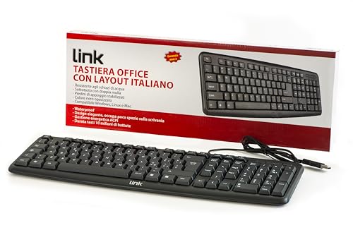 LINK Italienische USB-Tastatur, 108 Tasten, Farbe: Schwarz von LINK