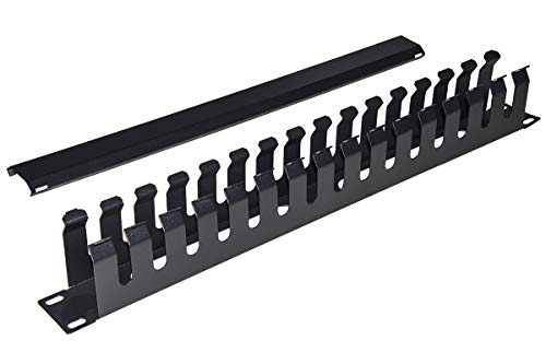 LINK Kabelführung aus Metall für Käfigschränke, Rack 19 Zoll, 483 x 42 x 70 mm, Schwarz von LINK