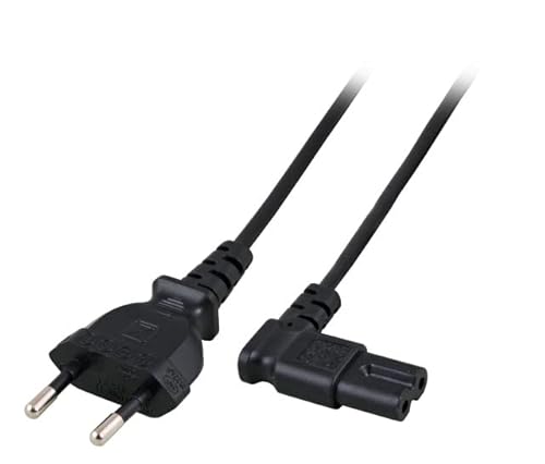 Link LKC718A Stromkabel mit italienischem zweipoligem Stecker, 8 Form 90° Buchse C7, Schwarz, 1,8 m von LINK