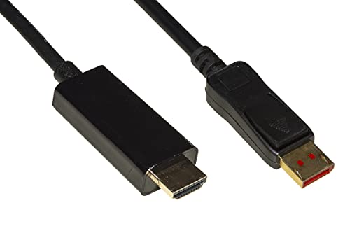 LINK LKCDPH1421 Displayport Kabel 1.4 Hdmi 2.0 vergoldete Kontakte 4Kx2K 60Hz, 18Gbps HDR RGB 4:4:4 Doppelte Abschirmung, Schwarz, 1 m von LINK