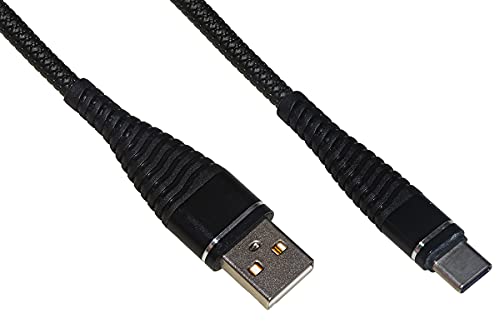 LINK LKGZ91 USB-Kabel Typ C, 1,2 m, Spiralkabel Farbe Schwarz mit flexiblem Schutz am Stecker von LINK