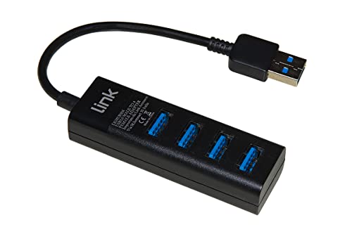 LINK LKHUB304 Hub 4 USB 3.0 mit Kabel, Schwarz, 15 cm von LINK