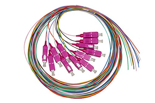 LINK LKSC12PT4 Pigtail-Kabel aus optischen Fasern, bunt, SC, OM4, Simplex, 2 m, 12 Stück von LINK