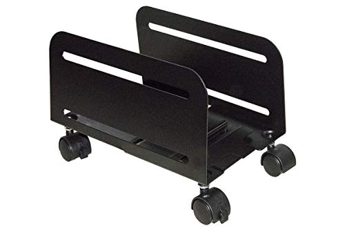 LINK LKSUPF Verstellbarer Rollwagen von 11,9 cm bis 20,9 cm für PC oder Aktenvernichter Farbe Schwarz aus Metall mit Rädern von LINK