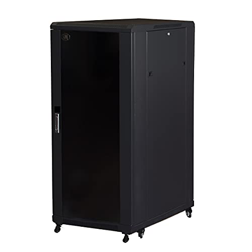 LINK Rackschrank 19" für RETI 27U (A) 1388 (B) 600 (T) 800 mm Farbe Schwarz Glastür von LINK