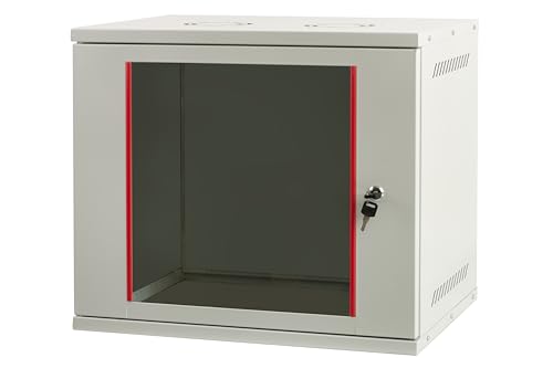Rack 19" Wandschrank 9U 19" (L) 542 mm (T) 400 mm Farbe grau zusammengebaut von LINK