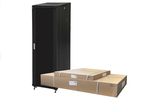 Rack Schrank 19" 42U (A) 2055, (L) 600, (P) 1000 Farbe schwarz Glastür unmontiert von LINK