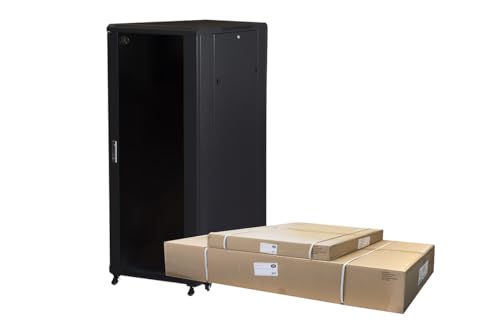 Rack Schrank FÜR NETZE 19" 22U (A) 1166, (L) 600, (P) 800 Farbe schwarz Glastür unmontiert von LINK
