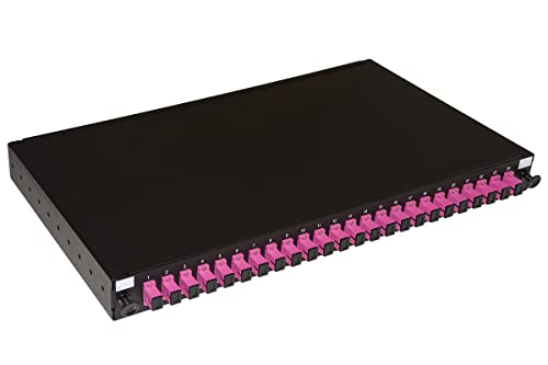Unbekannt LINK LK24SC4 Optische Faserplatte 19 Zoll mit 24 Adaptern SC SIMPLEX OM4 Tiefe 250 mm Farbe Schwarz von LINK