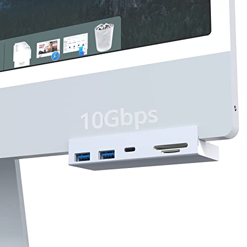 LINKEET Aluminium USB C Klemm-Hub für iMac, 5-in-1 10 Gbit/s Multiport-Adapter mit USB-C-Anschluss, 2 x USB-A 3.1, SD- und Micro-SD-Kartenleser, kompatibel mit 2021/2023 M1/M3 24 Zoll iMac & iMac Pro, von LINKEET