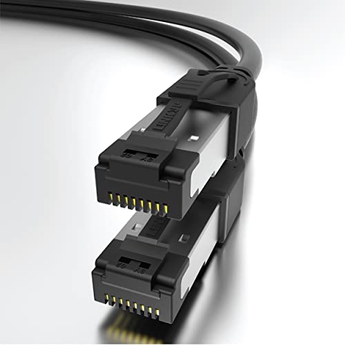 LINKUP - [40Gbps Zertifiziert Cat8-Ethernet-Patchkabel Doppelt Geschirmt┃2000MHz (2Ghz) Cat8.1┃Zukunftssichere LAN-Kabel Kompatibel mit Cat7 Cat7A Cat6A 25G- 10G- 1G-Netzwerk┃Schwarz┃1ft (0.3M) von LINKUP