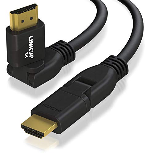 LINKUP - 8K Ultra-Hochgeschwindigkeits HDMI 2.1 Kabel 360° Schwenkwinkel-Anschluss | DSC HDR UHD Digital-Videokabel – Robustes 28AWG 48GB/s | 10K 4K 1080 | Kompatibel mit Apple Xbox PS5 Samsung -0.9m von LINKUP