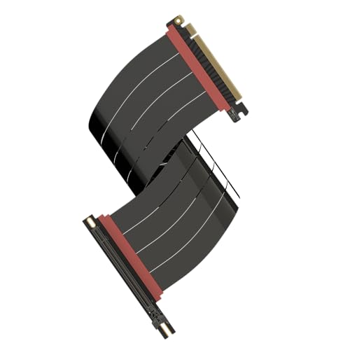 LINKUP - AVA5 PCIE 5.0 Riser-Kabel [40cm] RTX5090 RX9070 GPU Bereit | x16 128GB/s Geschwindigkeit | PCIe 4.0 & WRX80/WRX90E Kompatibel | Rechter Winkel Schwarz von LINKUP