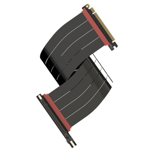 LINKUP - AVA5 PCIE 5.0 Riser-Kabel [50cm] RTX5090 RX9070 GPU Bereit | x16 128GB/s Geschwindigkeit | PCIe 4.0 & WRX80/WRX90E Kompatibel | Rechter Winkel Schwarz von LINKUP