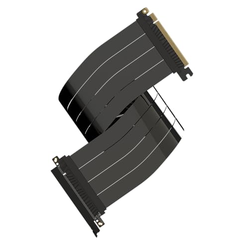 LINKUP - AVA5 PCIE 5.0 Riser-Kabel [60cm (Gesamtlänge 64cm)] RTX5090 RX9070 GPU Bereit | x16 128GB/s Geschwindigkeit | PCIe 4.0 & WRX80/WRX90E Kompatibel | Gerade, Schwarz von LINKUP