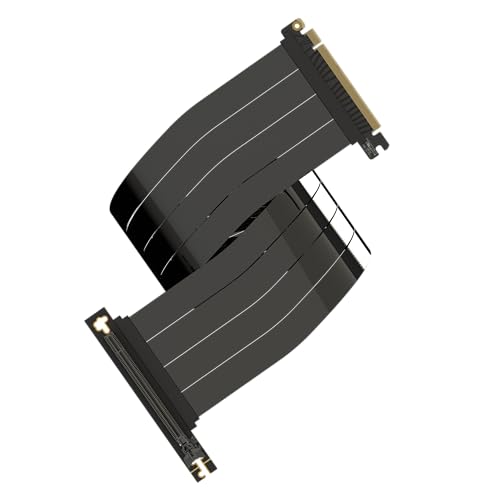 LINKUP - AVA5 PCIE 5.0 Riser-Kabel [70cm] Zukunftssicher für Gen 5 GPU Vertikal-Montage | x16 128GB/s Geschwindigkeit | PCIe 4.0 & WRX80SE Kompatibel | Rechter Winkel Schwarz von LINKUP