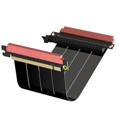 LINKUP - AVA5 PCIE 5.0 Riser-Kabel | RTX5090 RX9070 GPU Bereit | x16 128GB/s Geschwindigkeit | PCIe 4.0 Kompatibel | Entwickelt für ITX | Dual Reverse Schwarz 22cm von LINKUP