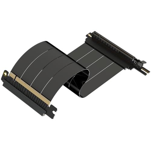 LINKUP - AVA5 PCIE 5.0 Riser-Kabel | RTX5090 RX9070 GPU Bereit | x16 128GB/s Geschwindigkeit | NZXT H1 & PCIe 4.0 Kompatibel | Einzelne Umgekehrte Linkswinkel Schwarz 25cm von LINKUP