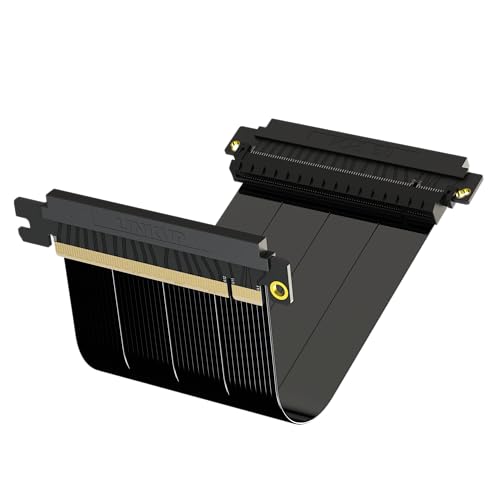 LINKUP - AVA5 PCIE 5.0 Riser-Kabel | Zukunftssicher für Gen 5 GPU Vertikal-Montage | x16 128GB/s Geschwindigkeit | PCIe 4.0 Kompatibel | Entwickelt für ITX | Dual Reverse Schwarz 19cm von LINKUP