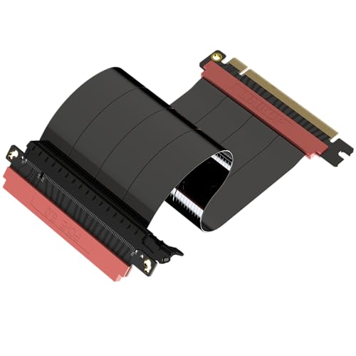 LINKUP - AVA5 PCIE 5.0 Riser-Kabel | RTX5090 RX9070 GPU Bereit | x16 128GB/s Geschwindigkeit | PCIe 4.0 Kompatibel | Entwickelt für ITX | Einzelne Umgekehrte Gerade Schwarz 23cm von LINKUP